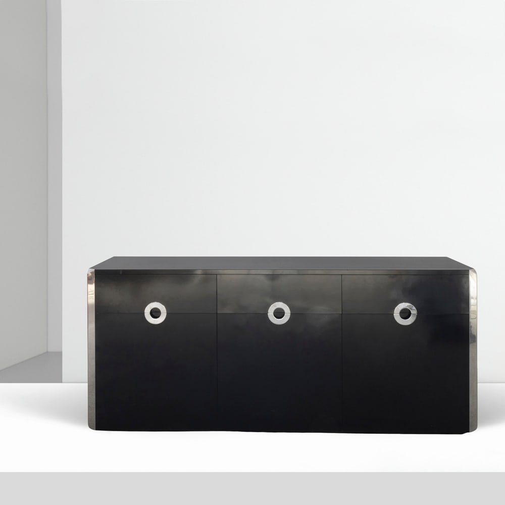 Willy Rizzo prod. Mario Sabot Italy, 70s 76x177x48 cm.: sideboard in lacquered wood and chromed steel