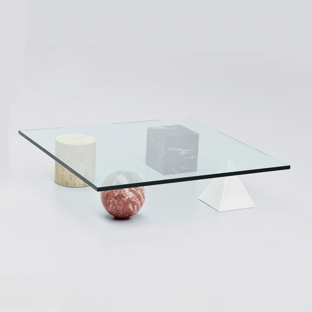 Lella & Massimo Vignelli, prod. Casigliani Italy, 1979 22x100x100 cm: Metafora coffee table in various marbles and beveled glass.Bibliography: G. Gramigna, Repertorio del design italiano 1950?2000, Allemandi, 2003, p. 266.