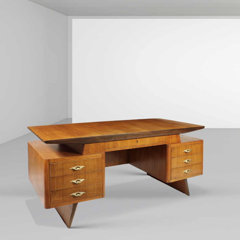 Gio Ponti and Pier Luigi Colli, prod. Incisa Italy, 1950s 79x179x80 cm: freestanding desk, bearing manufacturer?s mark.