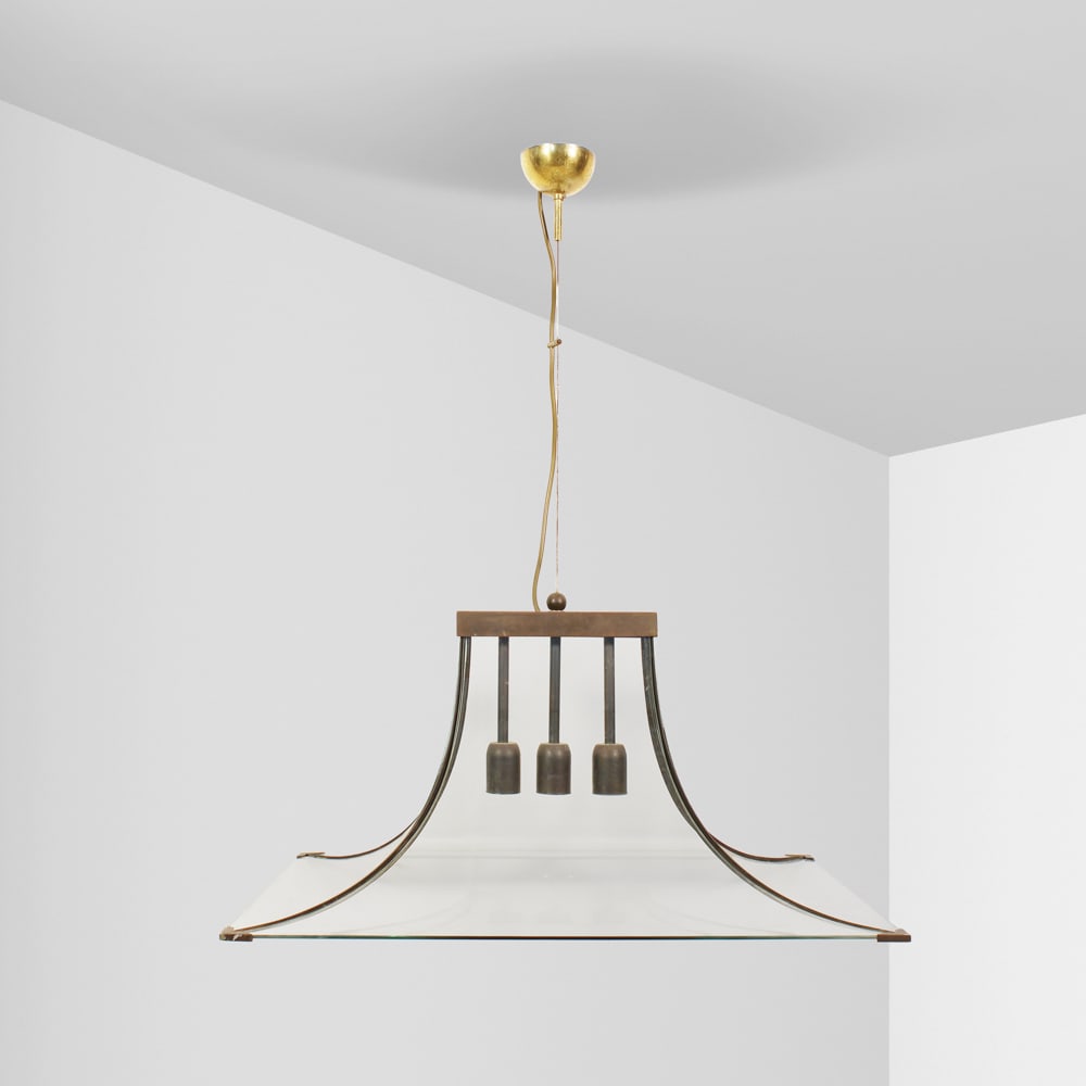 Italian manufacture Italy, 20th century 84x70x53 cm.: glass suspension lamp