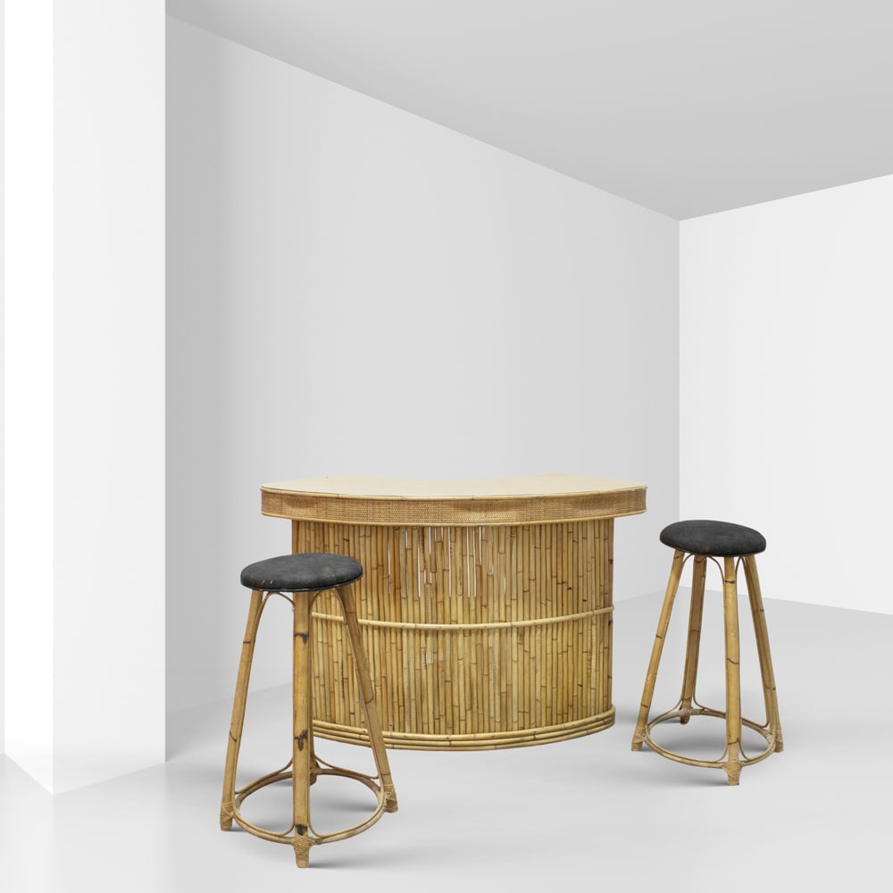 Italian manufacture Italy, 60s cabinet 96x134x60 cm. - stools h.83 cm. (1 of 1)