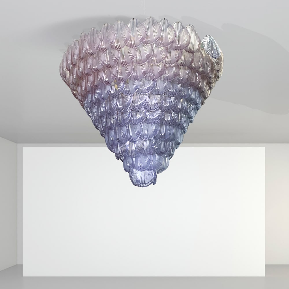 Italian manufacture Murano, 1950s 100x100 cm.: Murano glass pendant lamp, brass structure