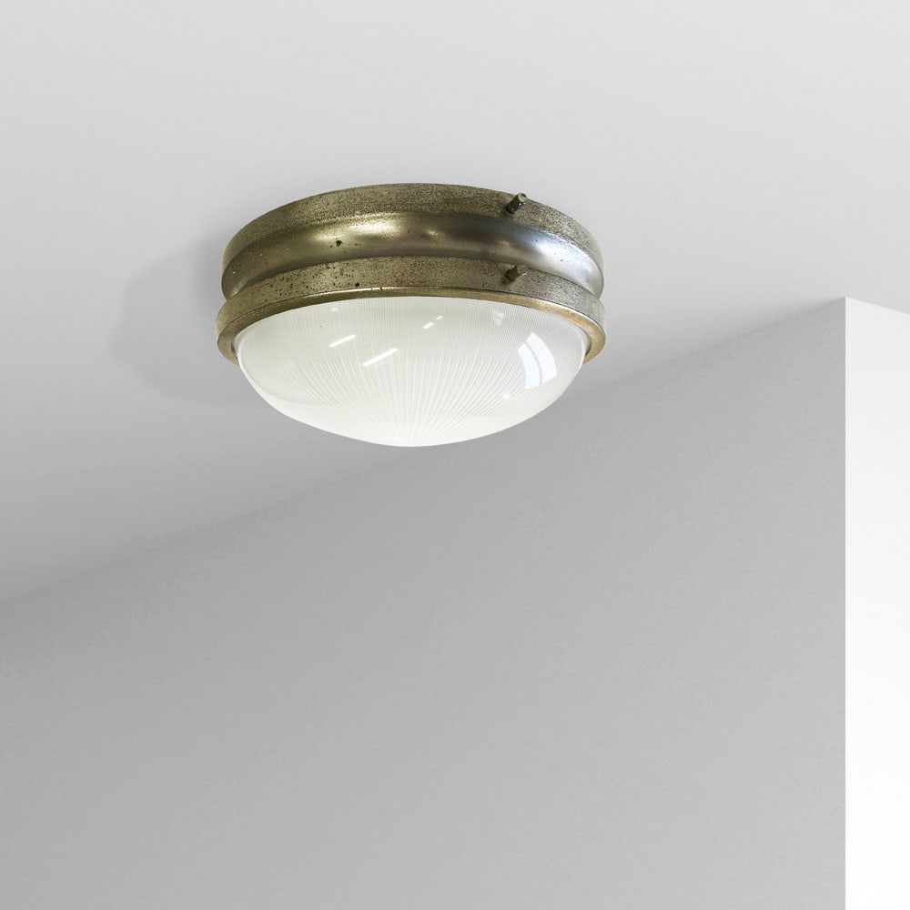 Sergio Mazza, prod. Artemide Italy, 60s d. 26cm.: wall lamp mod. Sigma, brass and glass
