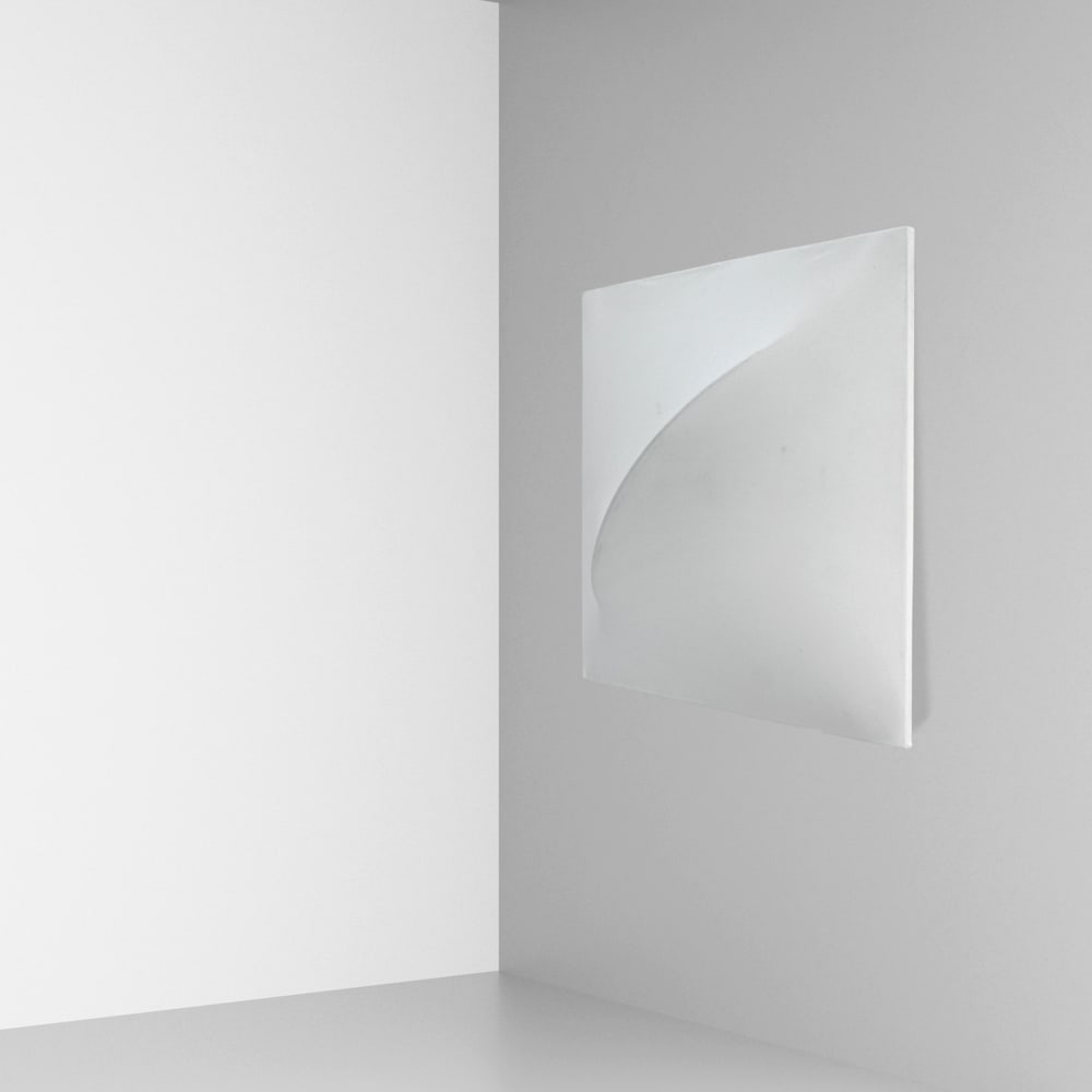 Kazuhide Takahama prod. Sirrah 1970s 63x63 cm: ceiling light mod. Saori, painted metal and fabric.Bibliography: Repertorio del Design Italiano 1950-2000, Giuliana Gramigna, Allemandi, 2011, p. 218; Domus, no. 584, July 1974, advertising page.