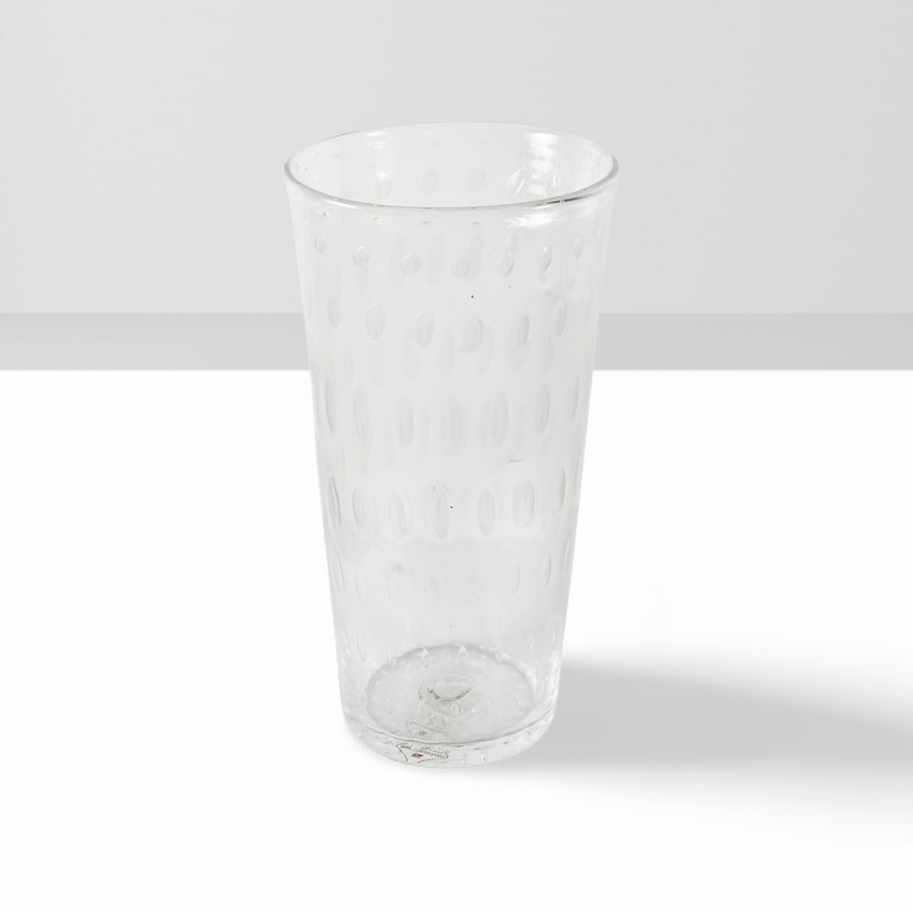 Barovier & Toso Murano, 20th century h. 34.5 cm: conical clear glass vase with bubble inclusions, bearing the manufacturer?s label.