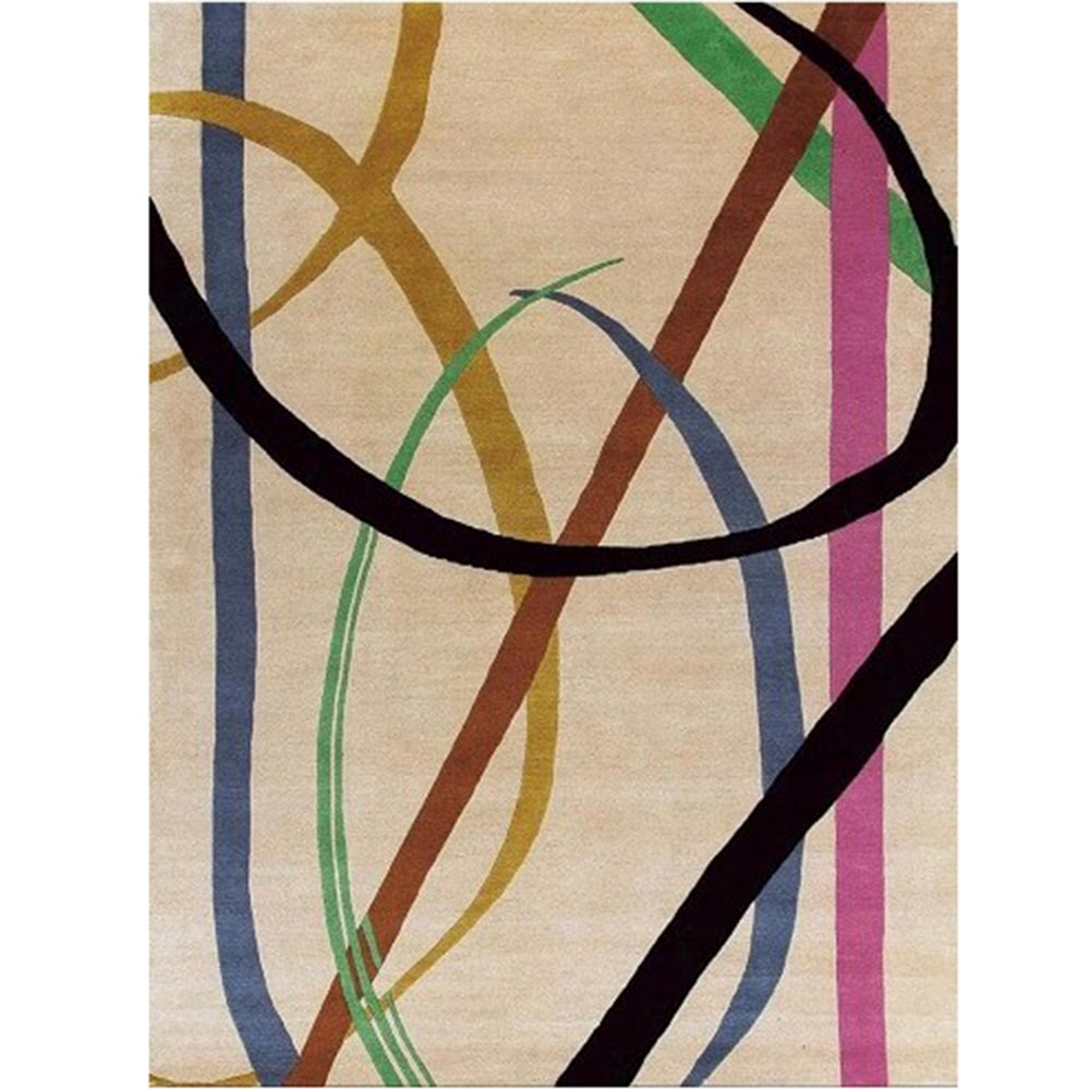 Gio Ponti, style of 20th century 302x252 cm: Hand-knotted rug in fine wool with abstract polychrome design, minor wear.