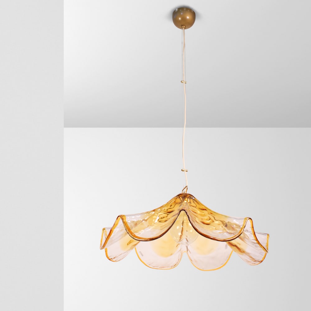La Murrina Murano, 1980s 115x65 cm: pendant light in blown glass, acid-etched signature and manufacturer?s mark.