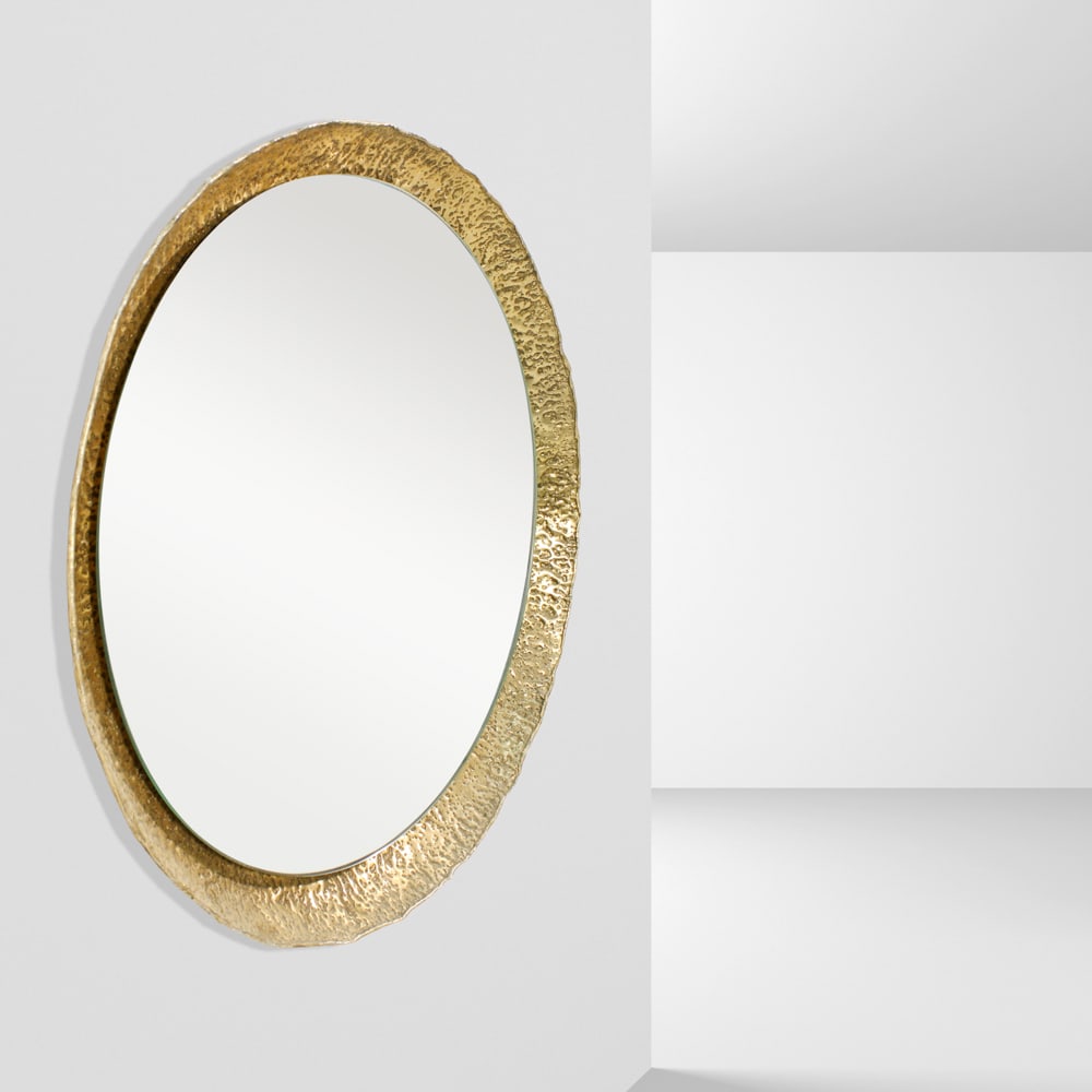 Italian manufacture 1960s d. 58cm: brass mirror.