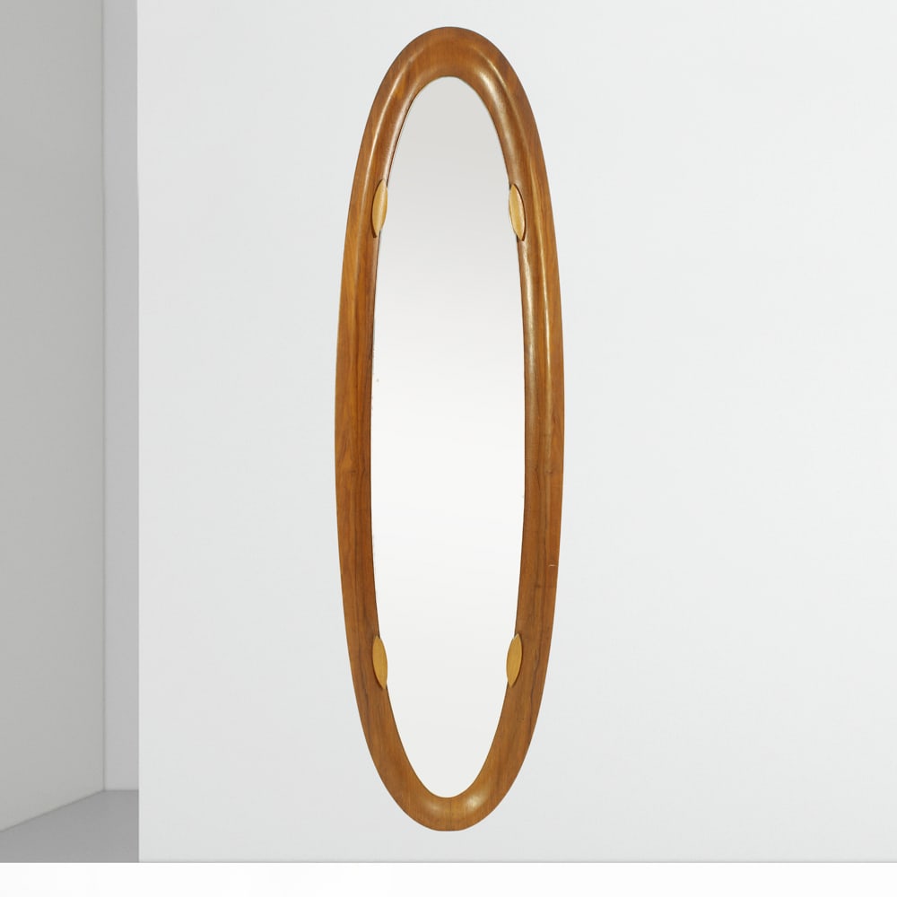 Italian manufacture 1970s 141x40 cm: mirror with wooden frame.