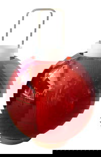 Red Lanterna Lamp by Barovier & Toso: Delightful table lamp in deep red from the furnaces of Barovier & Toso, Murano. Barovier is the oldest Murano Glass company in the world, dating back to the 1200's. Their name is synonymous with high