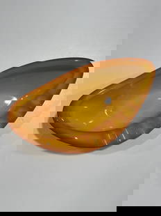 VintageYellow Retro Murano Glass Ashtray: Very unusual and retro styled Murano Glass Ashtray. Highly collectible and quite attractive. Measures 7.75" across.