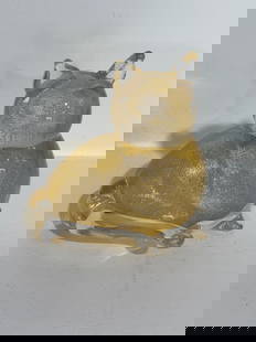 Golden Murano Glass Cat Signed by V. Nason: Fantastic Murano Glass Cat by Glass Master V. Nason. Features 24K gold powder infused into the glass. Includes etched Makers Mark. A great collector piece!