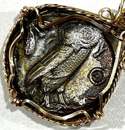 Athena and Owl Ancient Greek Coin Pendant