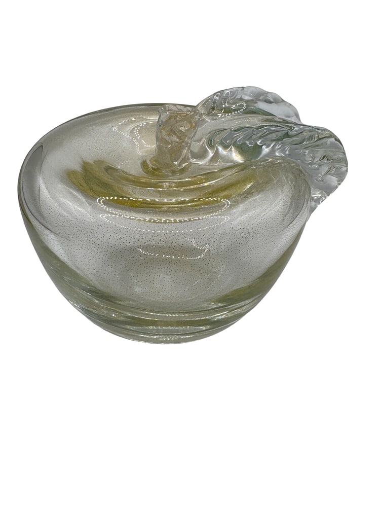 Vintage Glass Apple: Beautiful apple made with 24k gold-infused glass. Appear to be Murano Glass, but no definitive marking.