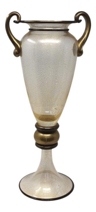 Gambaro & Poggi - Traditional Venetian Vase with 24K Gold Powder: This traditional Vase exudes class and sophistication. Hand formed by Glass Master Gambaro of Murano, this piece also features 24K gold dust which is infused into the glass. Signed by the Artist. Shor