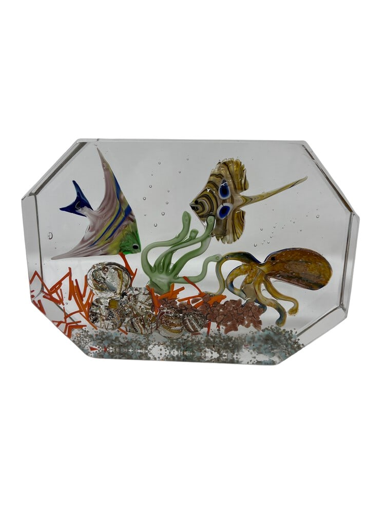 Deluxe Murano Glass Paperweight Aquarium: Gorgeous Murano Glass Paperweight Aquarium by Glass Master Diego Costantini of Murano. Diego is considered the best maker of Aquariums in the world! Add a touch of elegance to your home decor with thi