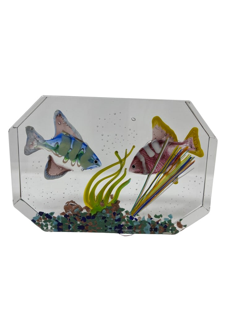 Deluxe Murano Glass Paperweight Aquarium: Gorgeous Murano Glass Paperweight Aquarium by Glass Master Diego Costantini of Murano. Diego is considered the best maker of Aquariums in the world! Add a touch of elegance to your home decor with thi