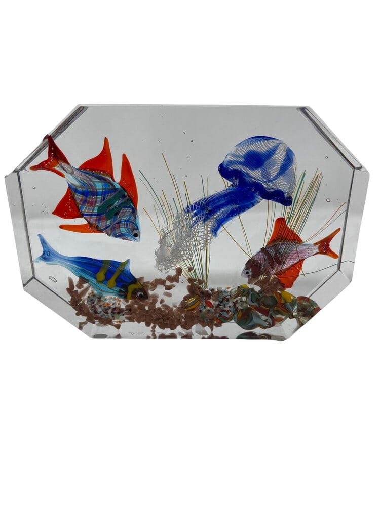 Deluxe Murano Glass Paperweight Aquarium: Gorgeous Murano Glass Paperweight Aquarium by Glass Master Diego Costantini of Murano. Diego is considered the best maker of Aquariums in the world! Add a touch of elegance to your home decor with thi
