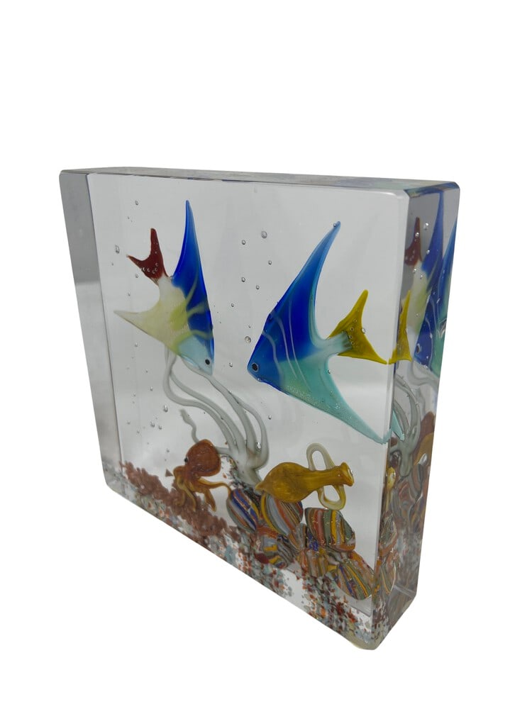 Deluxe Murano Glass Paperweight Aquarium: Gorgeous Murano Glass Paperweight Aquarium by Glass Master Diego Costantini of Murano. Diego is considered the best maker of Aquariums in the world! Add a touch of elegance to your home decor with thi
