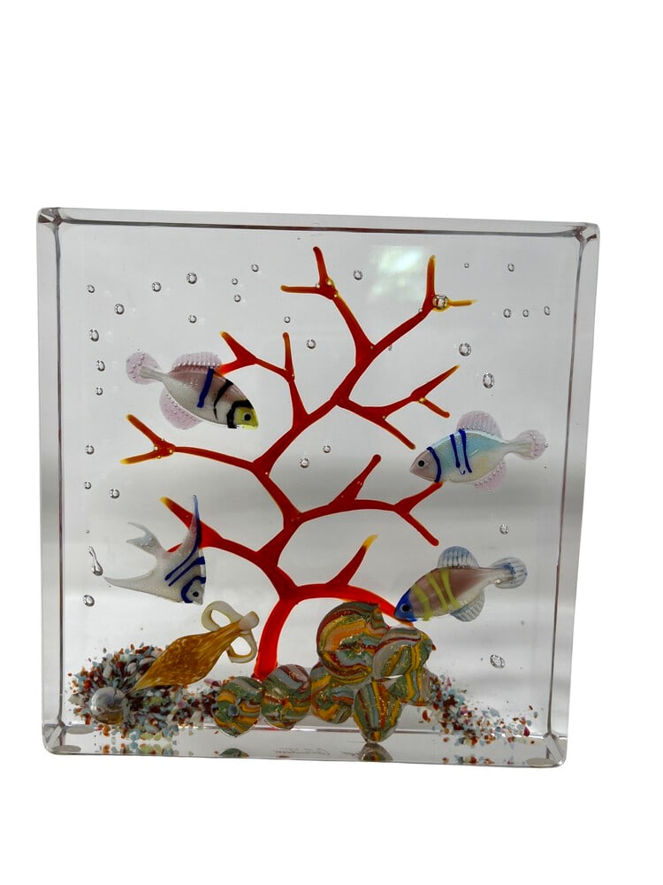 Deluxe Murano Glass Paperweight Aquarium: Gorgeous Murano Glass Paperweight Aquarium by Glass Master Diego Costantini of Murano. Diego is considered the best maker of Aquariums in the world! Add a touch of elegance to your home decor with thi