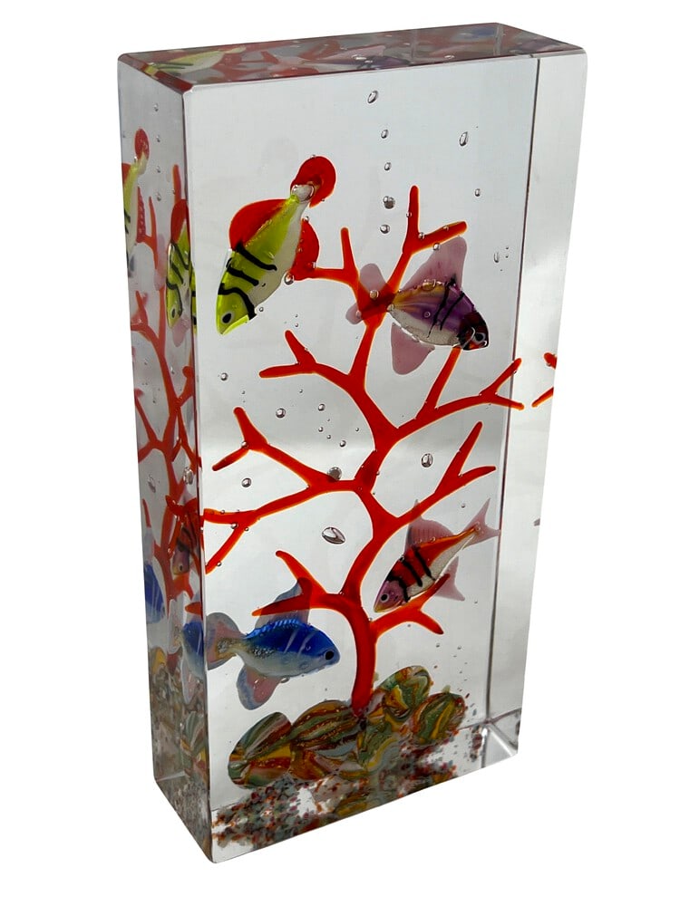Murano Glass Aquarium Paperweight: Gorgeous Murano Glass Aquarium Paperweight by Glass Master Diego Costantini of Murano. Diego is considered the best maker of Aquariums in the world! Add a touch of elegance to your home decor with thi