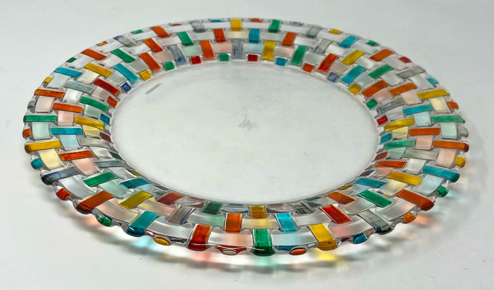 Venetian Centerpiece in Multi Colors: This lovely centerpiece features incredible colors and would be a wonderful addition to any home. Handcrafted in Italy of fine cut crystal and beautifully hand painted by Venetian artisans in a