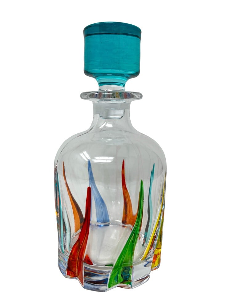Venetian Hand Painted Carafe Decanter: This lovely carafe decanter features incredible colors and would be a wonderful addition to any home. Handcrafted in Italy of fine cut crystal and beautifully hand painted by Venetian artisans in a