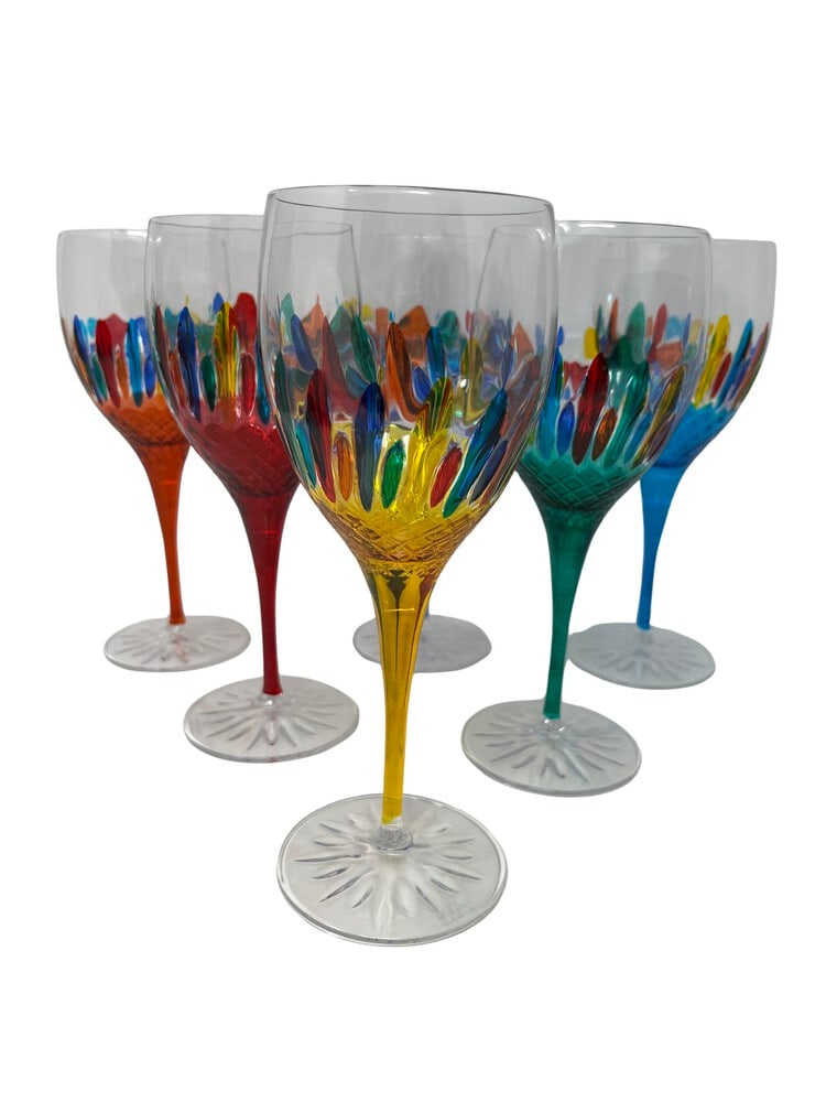 Hand Painted Venetian Wine Glasses, Set of 6 (1 of 5)