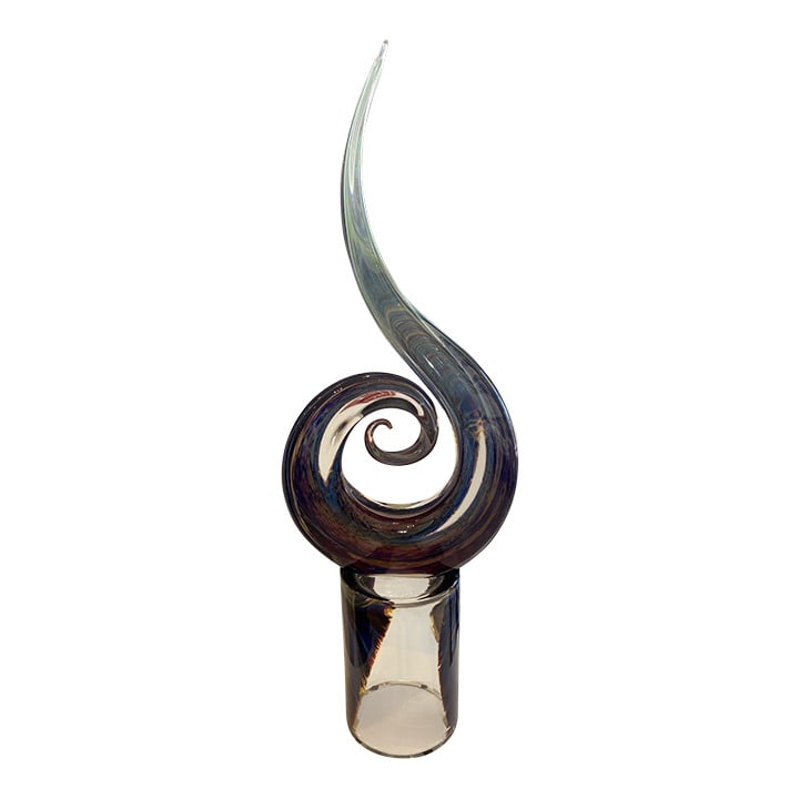 Spiral Murano Glass Sculpture: Impressive and beautiful contemporary Murano Glass sculpture by one of Murano's top Masters. Incredible coloring emits from the calcedonia style of treatment. Measures 28.5" tall. Signed.