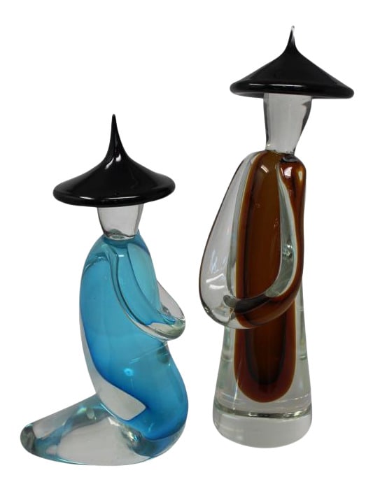 Giant Chinese Figures from Murano: Very large Chinese statues made in Murano, by one of the leading Furnaces, and Glass Master Robert Beltrami. Signed by Maker. Very heavy and spectacular!