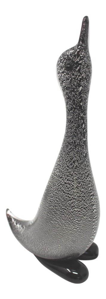Contemporary Murano Glass Duck by Tagliapietra: Tagliapietra is a well-known Glass Master in Murano. He creates beautiful glass figurines, especially of animal life. This duck is available in three shapes, each listed separately. Beautiful black