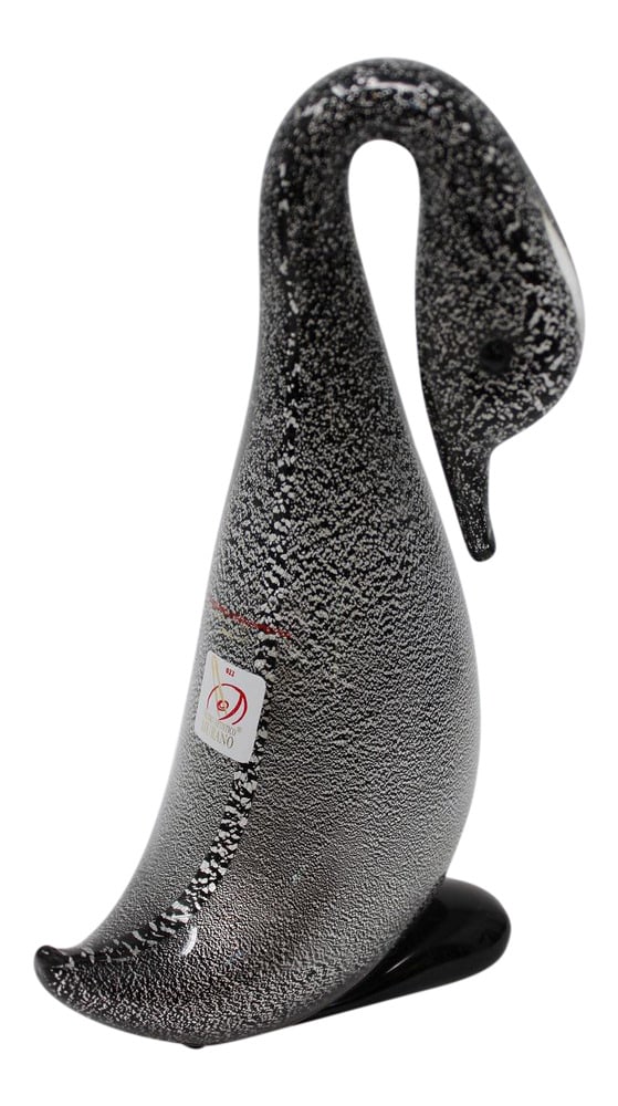 Contemporary Murano Glass Duck by Tagliapietra: Tagliapietra is a well-known Glass Master in Murano. He creates beautiful glass figurines, especially of animal life. This duck is available in three shapes, each listed separately. Beautiful black