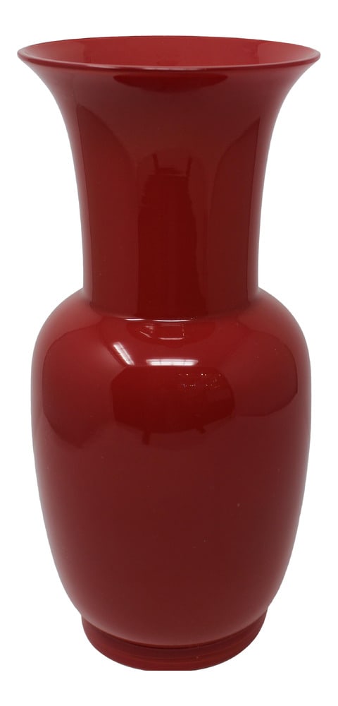 Venini Opalino Classic Vase in Cranberry: Venini has several designs that they are famous for and the Opalino is one of them. Classic beauty with simple styling. Signed and dated 2013 by Venini. Other colors available in separate listings. 12