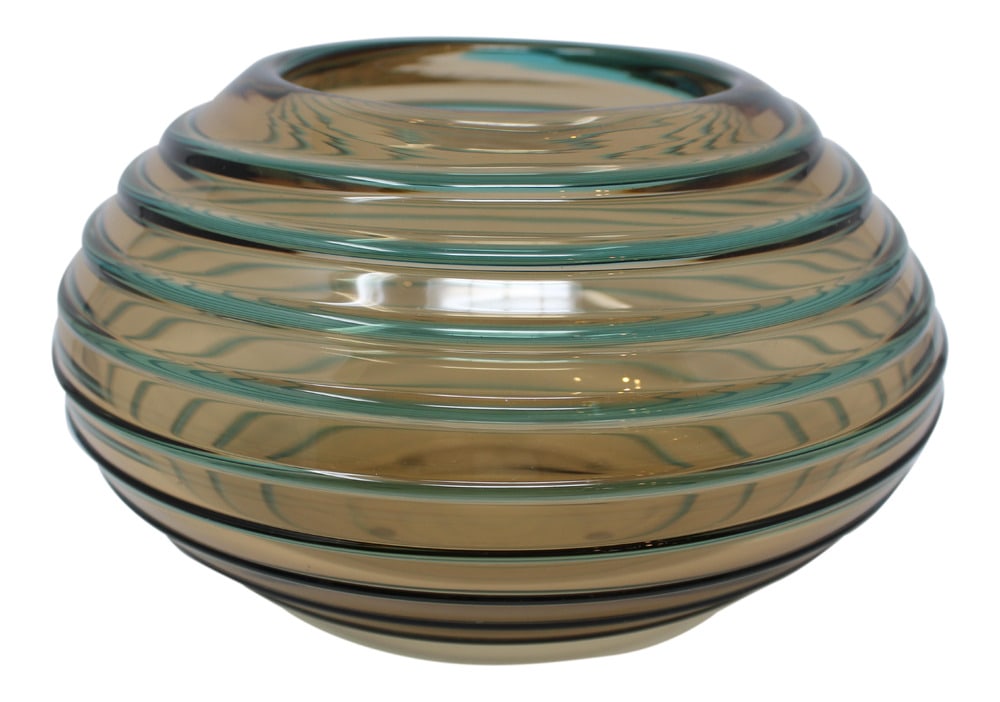 Atolli Vase by Murano Artist Beltrami: Gorgeous bowl/vase by noted Glass Master Roberto Beltrami. Hand blown and signed by the Artist. Two additional matching vases available in other sizes and shapes in separate listings.
