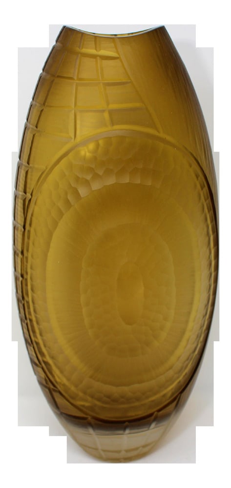 One-Of-One Murano Glass Vase by Ferro Brothers: Lovely Sculpted Murano Glass Vase by Glass Masters Ferro.Add a touch of elegance to your home decor with this breathtaking sculpted vase crafted by the renowned Glass Masters Ferro. Exquisite design a