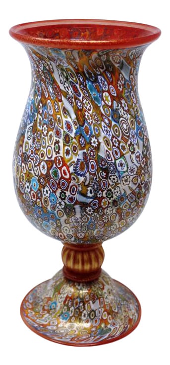Murrine Murano Glass Vase by Gambaro: Lovely tall vase using the Murrine (Millefiore) method of Murano Glass. Signed by the Artist. Measures 15.5" tall. A beautiful piece for any home!