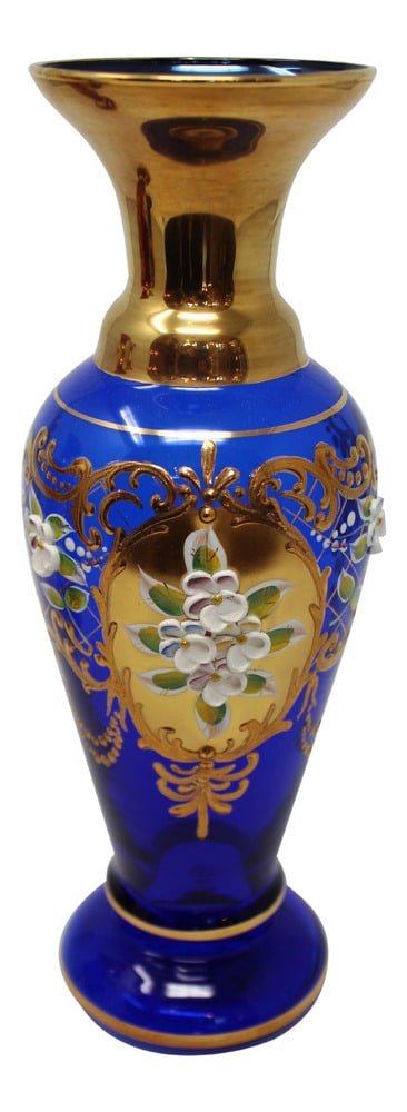 Enameled Murano Vase by Salvadori: Salvadori is the premier maker of Venetian stemware with enameled decoration in Murano. This beautiful vase is signed by the maker.