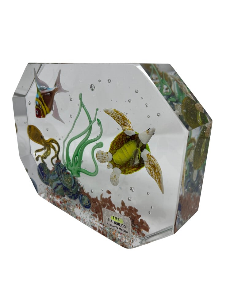 Deluxe Murano Glass Paperweight Aquarium: Gorgeous Murano Glass Paperweight Aquarium by Glass Master Diego Costantini of Murano. Diego is considered the best maker of Aquariums in the world! Add a touch of elegance to your home decor with thi
