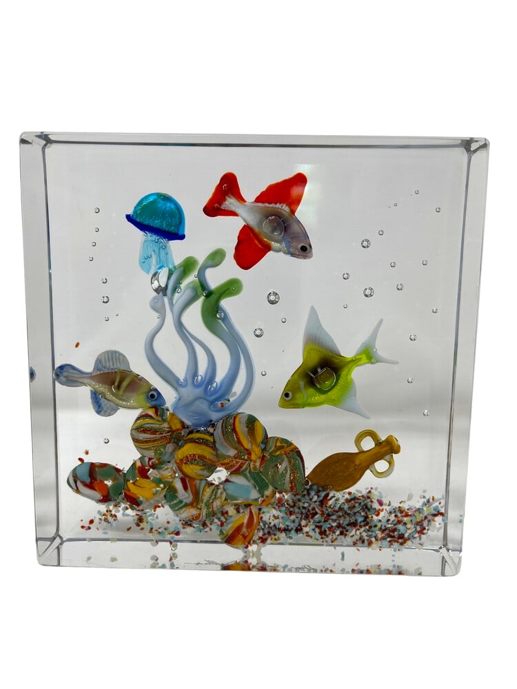 Deluxe Murano Glass Paperweight Aquarium: Gorgeous Murano Glass Paperweight Aquarium by Glass Master Diego Costantini of Murano. Diego is considered the best maker of Aquariums in the world! Add a touch of elegance to your home decor with thi