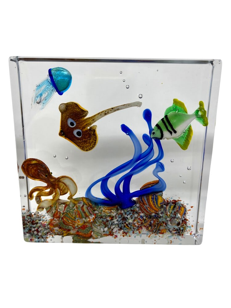 Deluxe Murano Glass Paperweight Aquarium: Gorgeous Murano Glass Paperweight Aquarium by Glass Master Diego Costantini of Murano. Diego is considered the best maker of Aquariums in the world! Add a touch of elegance to your home decor with thi