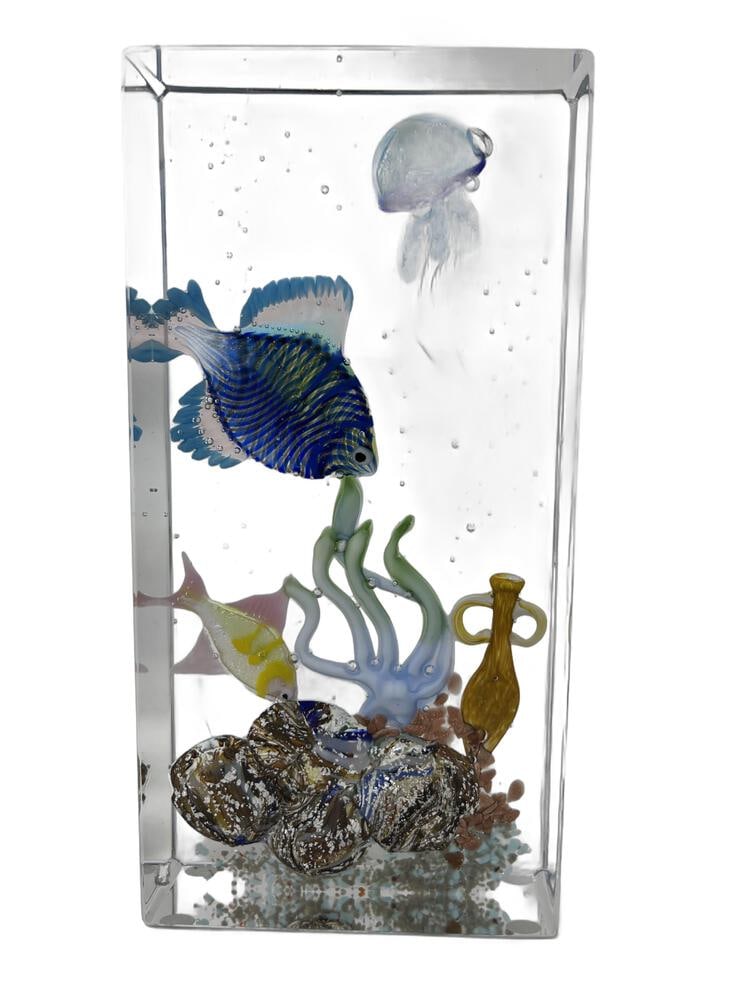 Deluxe Murano Glass Paperweight Aquarium: Gorgeous Murano Glass Paperweight Aquarium by Glass Master Diego Costantini of Murano. Diego is considered the best maker of Aquariums in the world! Add a touch of elegance to your home decor with thi