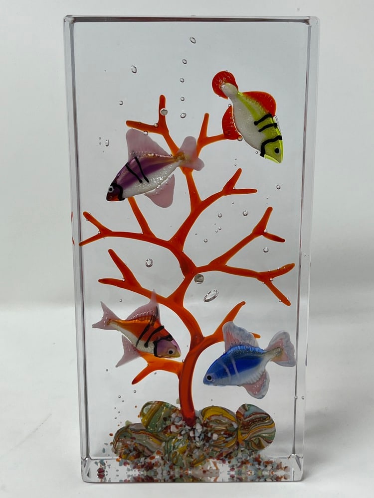 Murano Glass Aquarium Paperweight: Gorgeous Murano Glass Aquarium Paperweight by Glass Master Diego Costantini of Murano. Diego is considered the best maker of Aquariums in the world! Add a touch of elegance to your home decor with thi