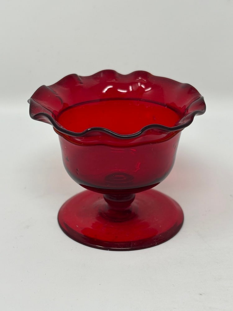 Murano Glass Vintage Ruby Red Salt Dips - 4