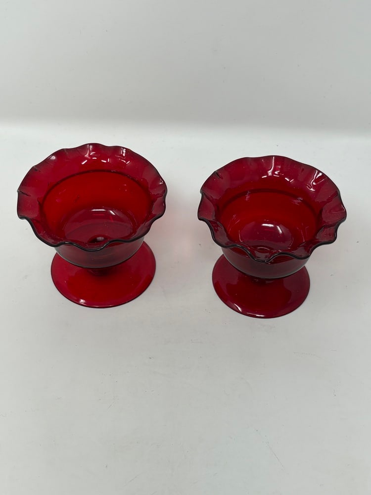 Murano Glass Vintage Ruby Red Salt Dips - 5