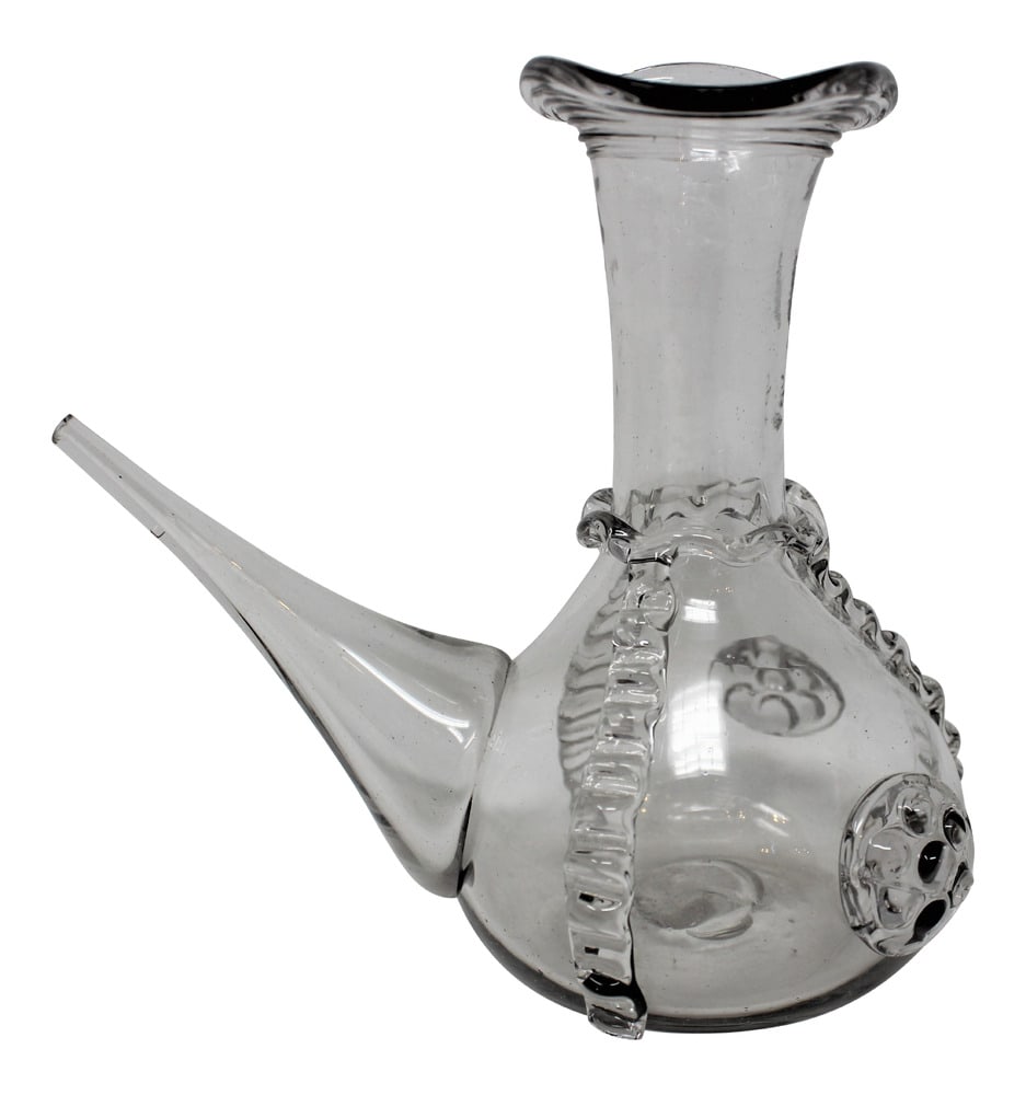 Vintage Hand Made Cruet: This very cute hand formed cruet is of unknown origin but appears to be vintage. Pontil on bottom indicates it is blown glass.