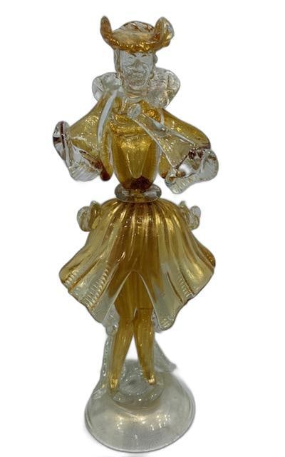 Vintage Murano Glass Figruiner: Absolutely beautiful golden Murano Glass figurine. In perfect condition. Measures 11.75" tall.