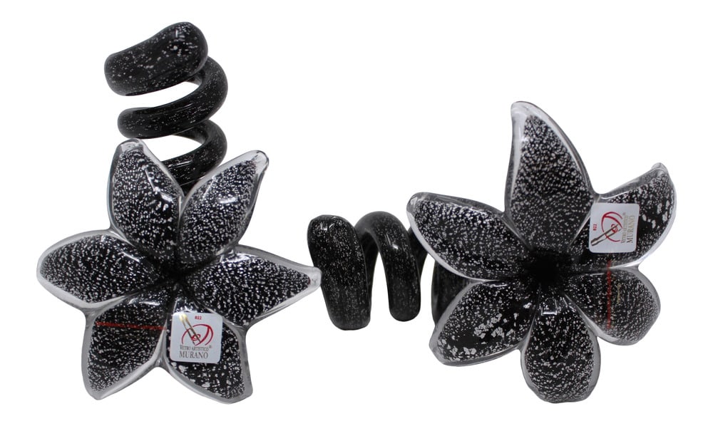 Murano Glass Candle Holders - a Pair: From the furnaces of Glass Master Gambaro, one of Murano's finest artists. These candle holders can be placed upright to hold candles, or you can lay them on their side as a decorative piece.