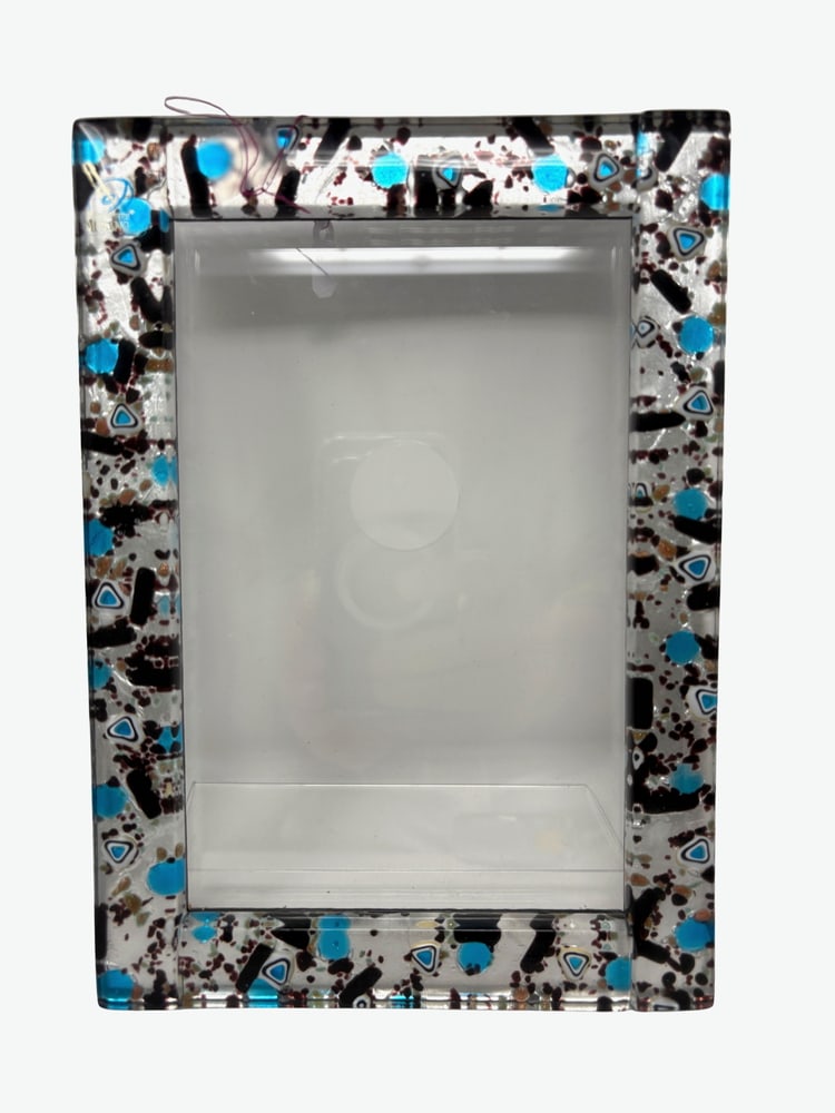 Murano Glass Picture Frame: Beautiful Murano Glass picture frame. Brand new. Created by one of the top Artists in Murano. Measures 9" x 6".