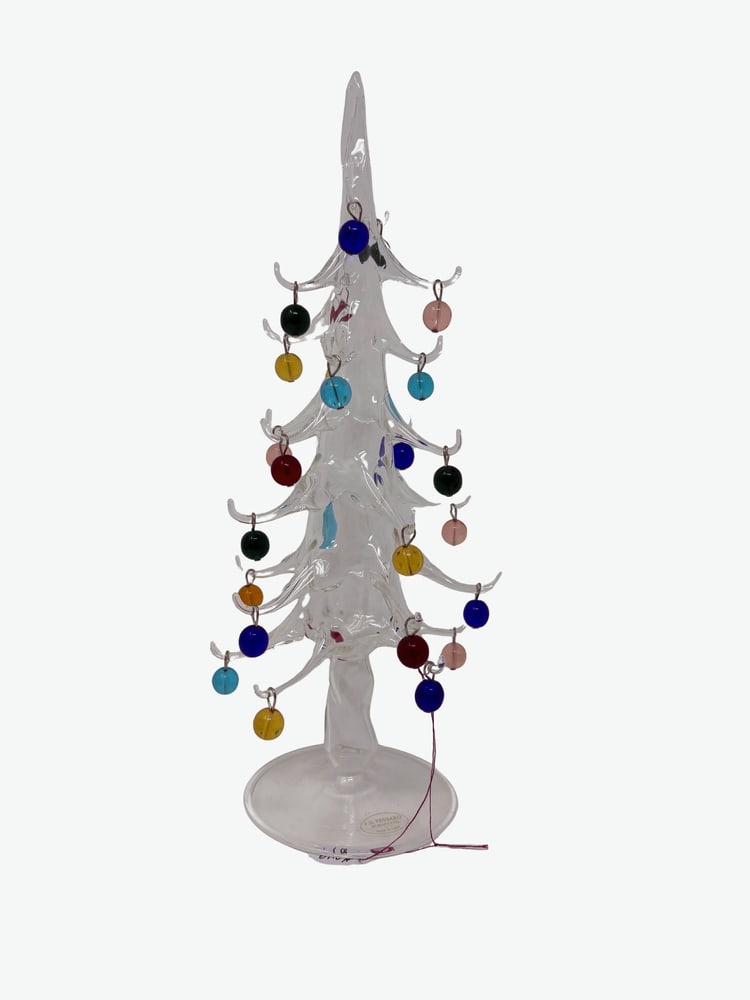 Murano Glass Christmas Tree: Lovely Christmas Tree made by the Artists in Murano, Italy. The bulbs can be moved and decorated the way you like. Measures 10.5" tall.