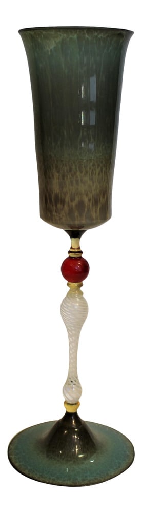 One-Of-One Murano Glass Chalice by Balbi: Igor Balbi is probably the best Glass Master in Murano when it comes to creating incredible chalices. This one-of-a-kind piece is for the serious collector. Beautiful coloring and design. 14.75" tall!